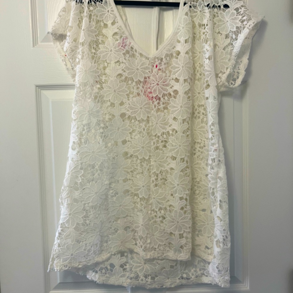 🤍 White Lace Pool/Swim Suit Cover, Size L - Picture 2 of 4